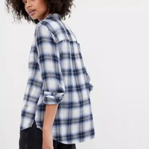 Gap The Easy Shirt Blue/Black Plaid Flannel plus size XXL NWT - Picture 2 of 10